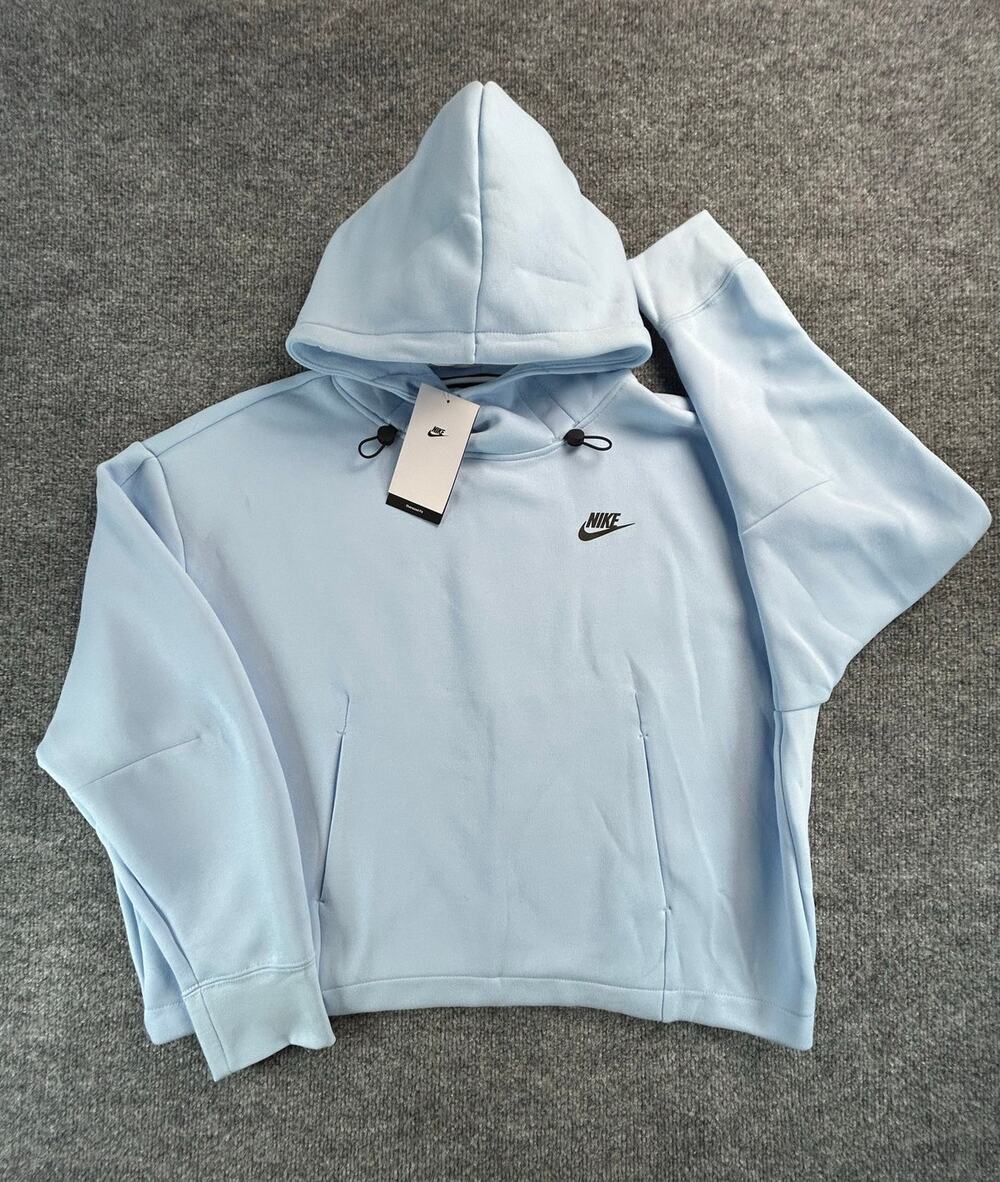 Nike Tech Fleece Women's L Hoodie Light Blue Cropped Pullover Size Large NWT